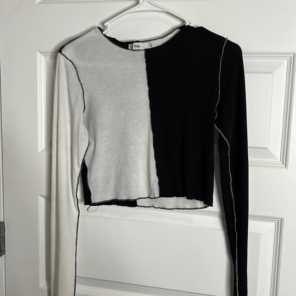 White and Black Crop Top